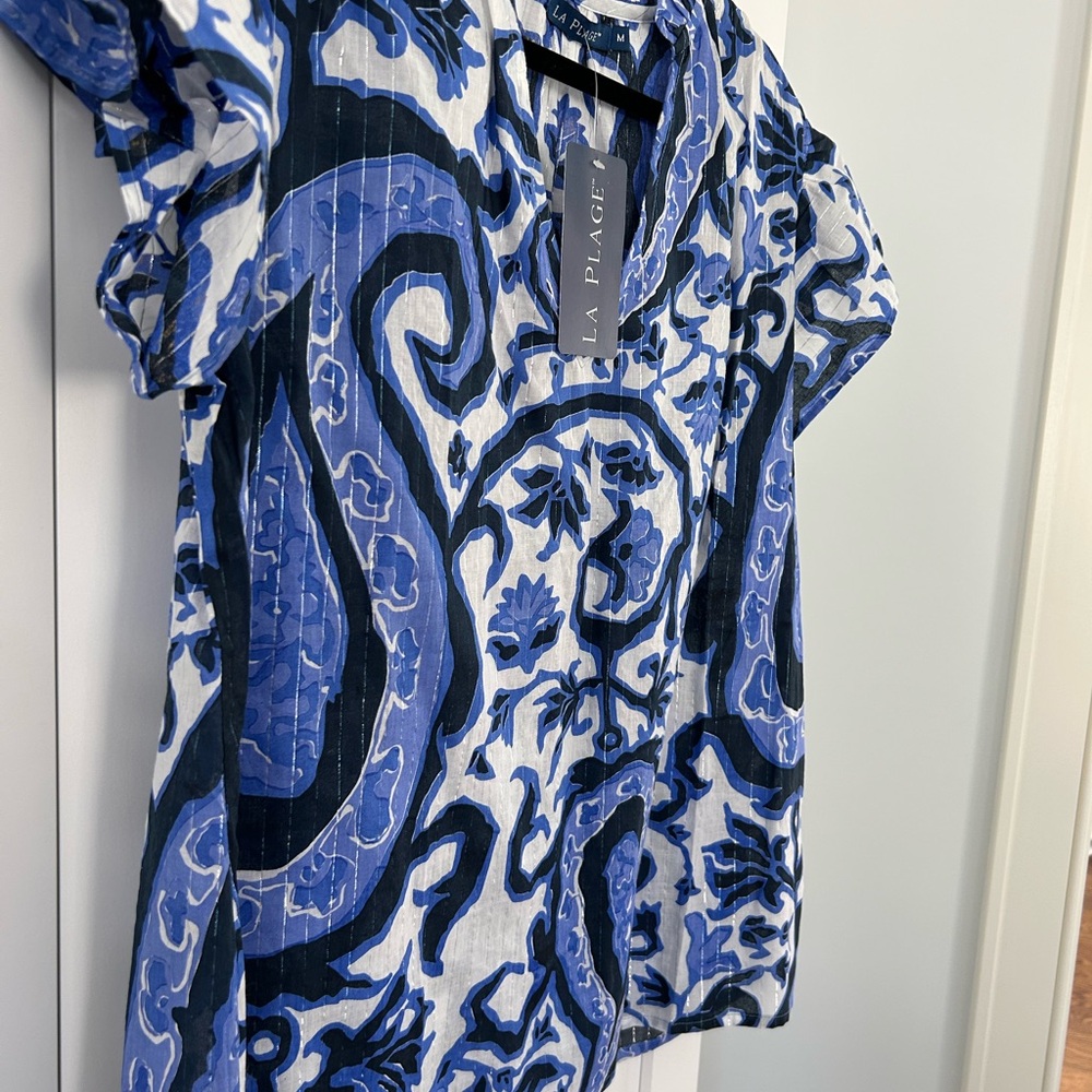 Blue and White Tunic Top